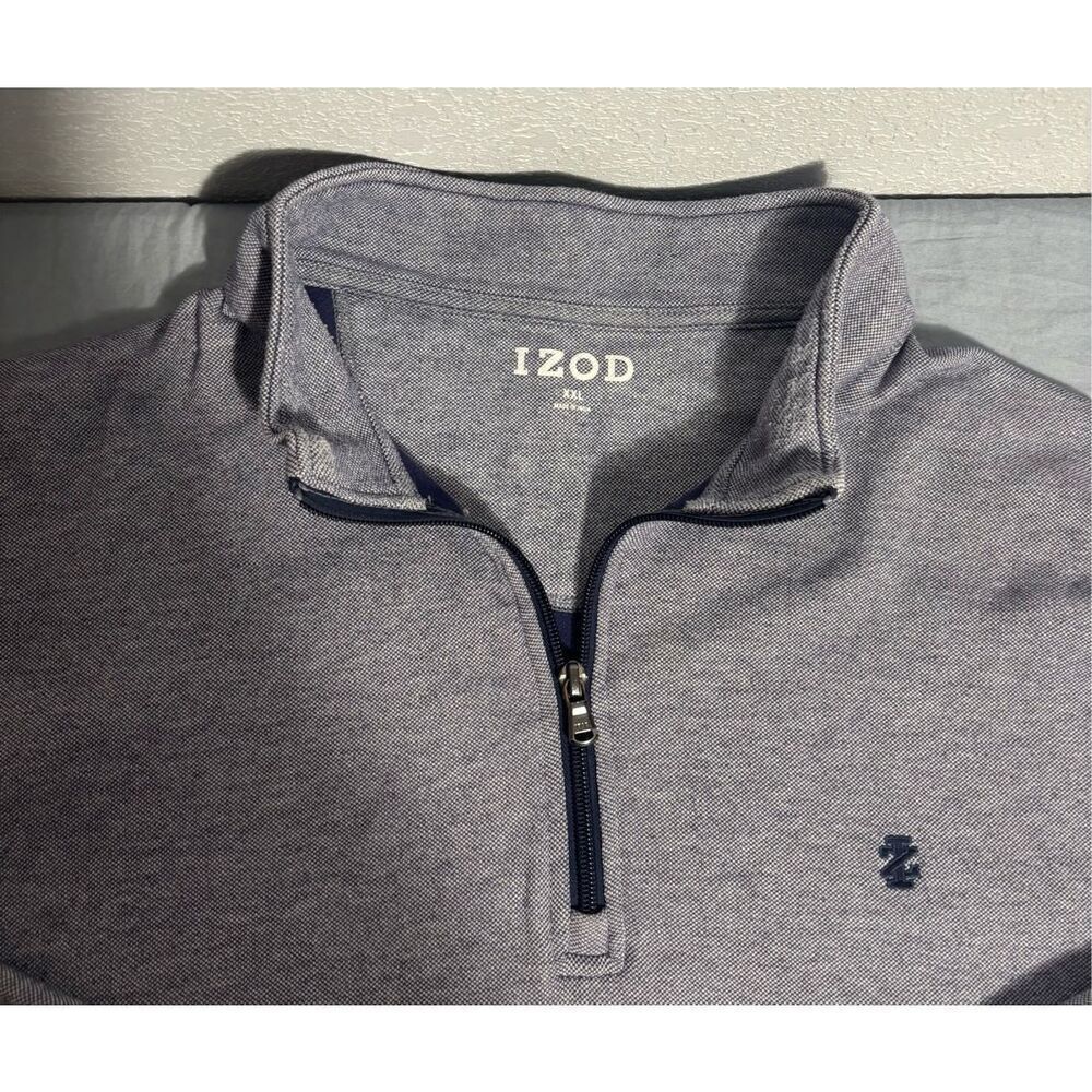 IZOD Sweatshirt Mens 2XL XXL Gray 1/4 Zip Pullover Fleece Golf Stand Collar - Picture 7 of 10